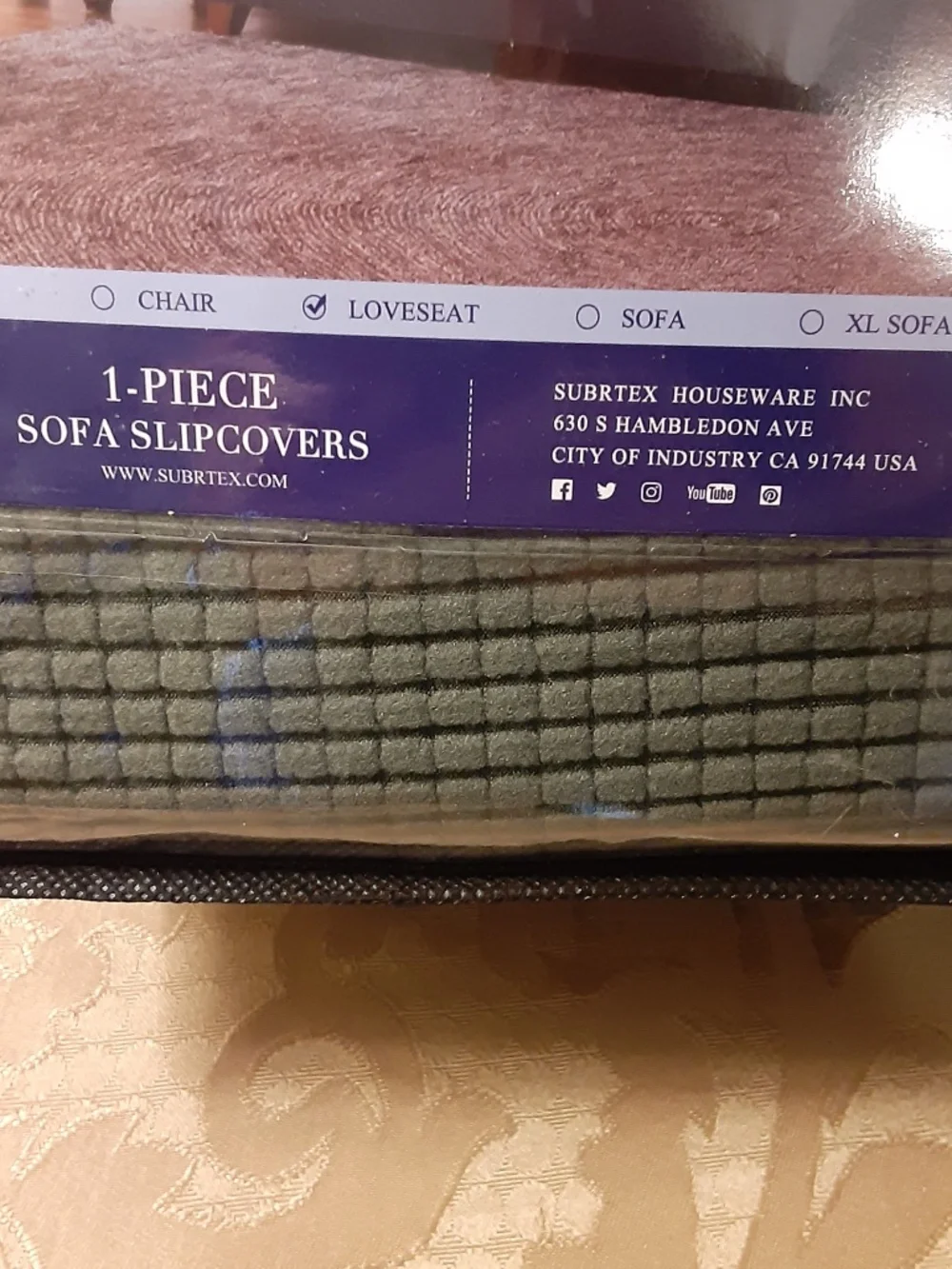 Olive Green Loveseat Slipcover
